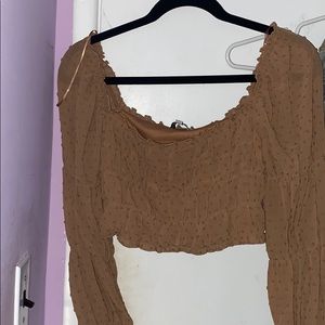 long sleeved brown crop top